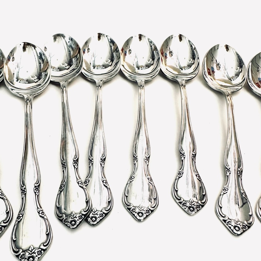 11 Gorham Stegor JOLIE LA BELLE Stainless Flatware TEASPOONS dessert spoons - Picture 2 of 3